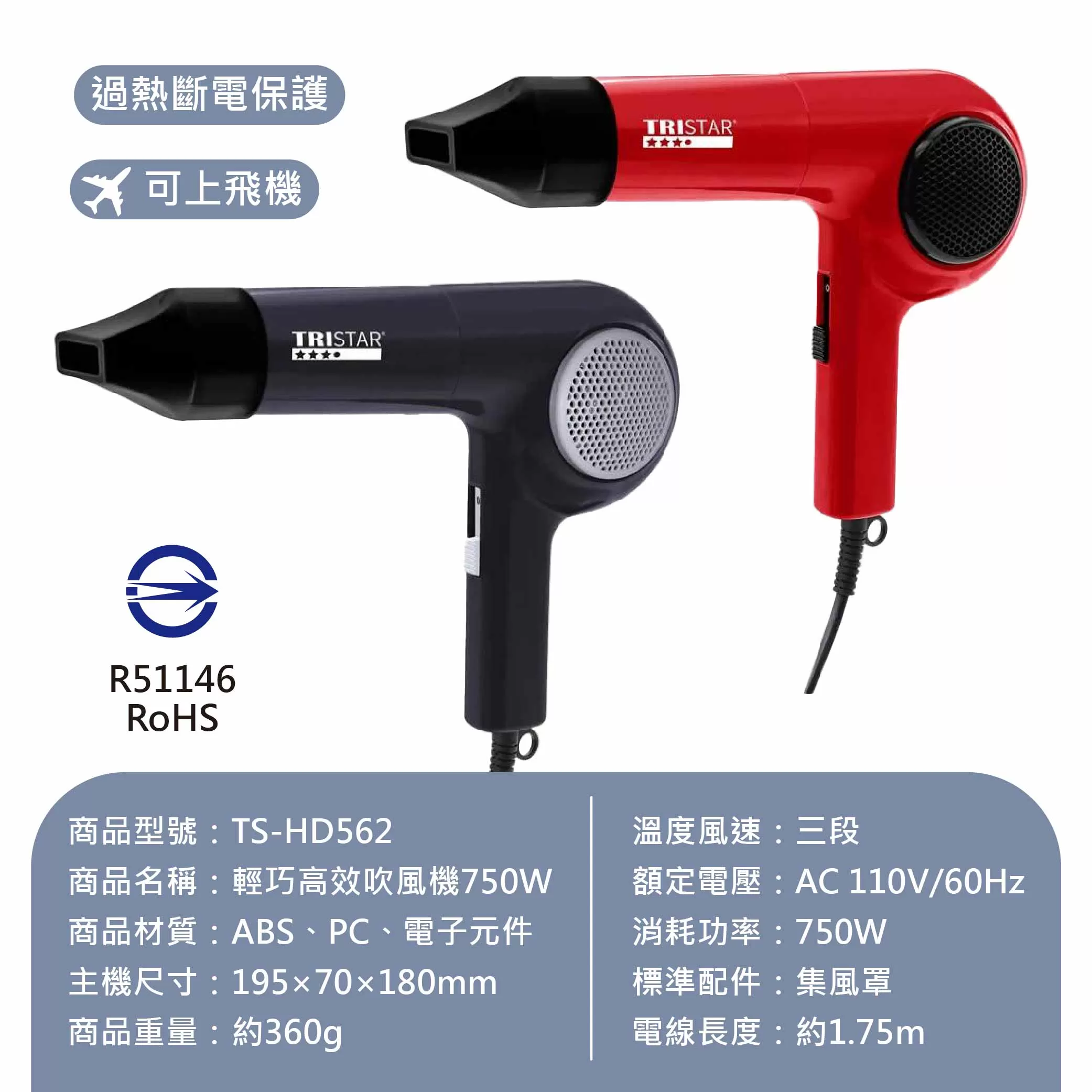 輕巧高效吹風機【750W】商品介紹-1-8