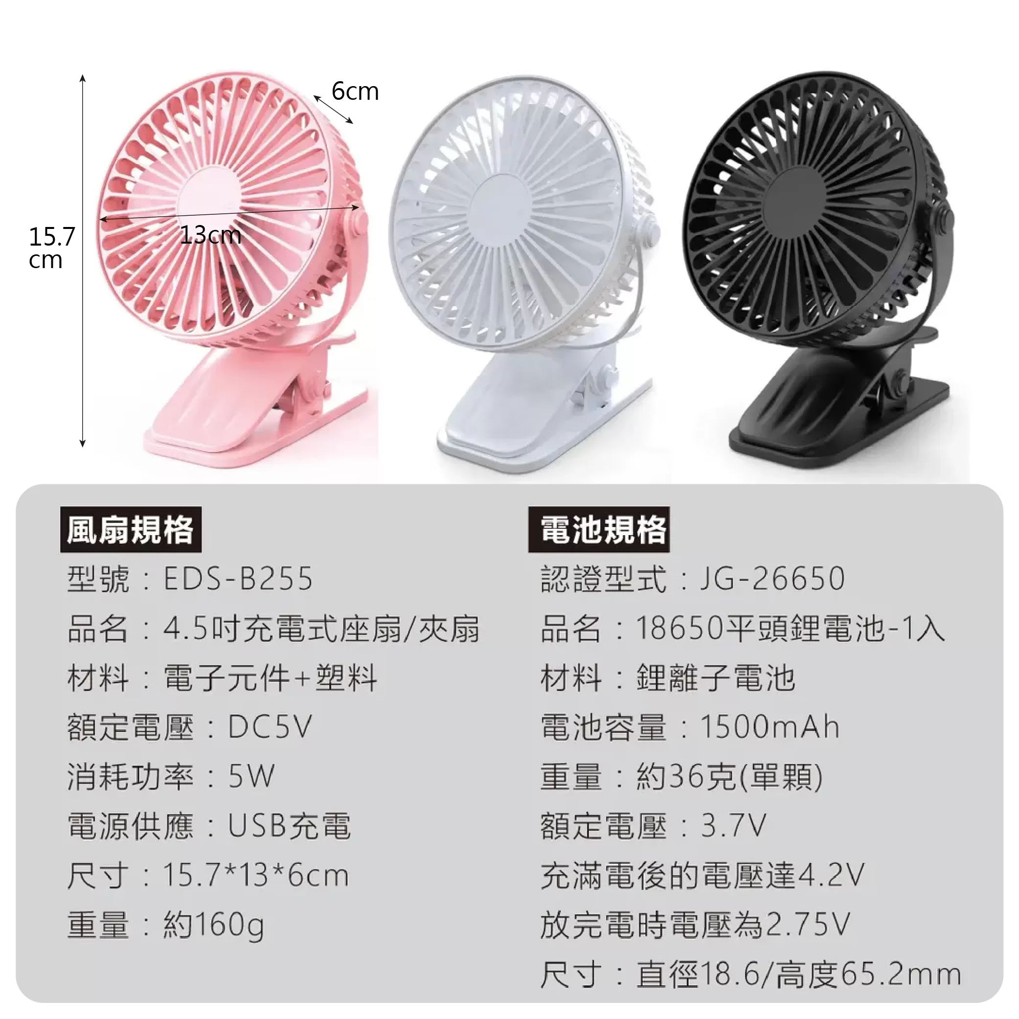 充電式座扇/夾扇【4.5吋】商品介紹-1-8