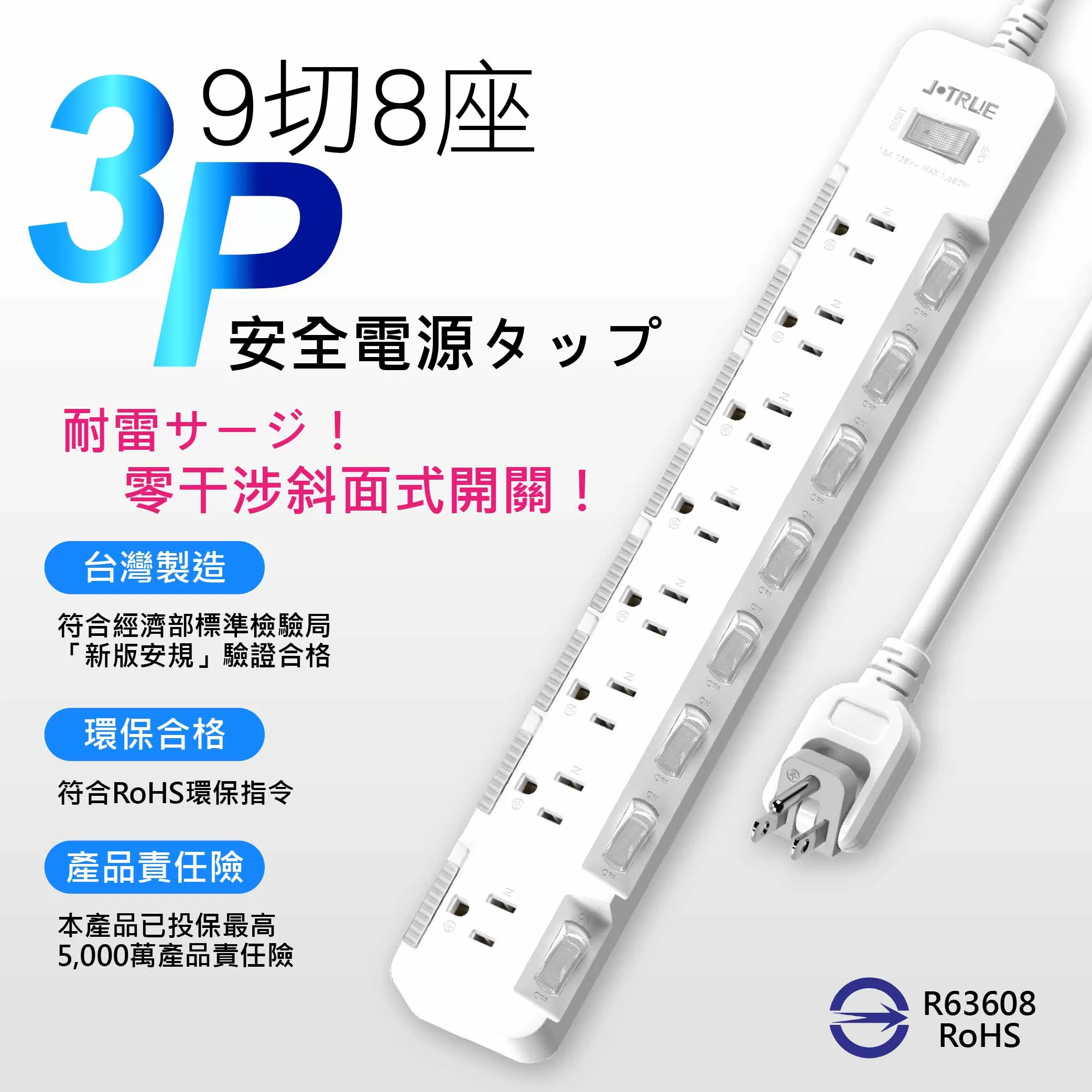 九開八插轉頭+防塵延長線【6尺】商品介紹-1-1