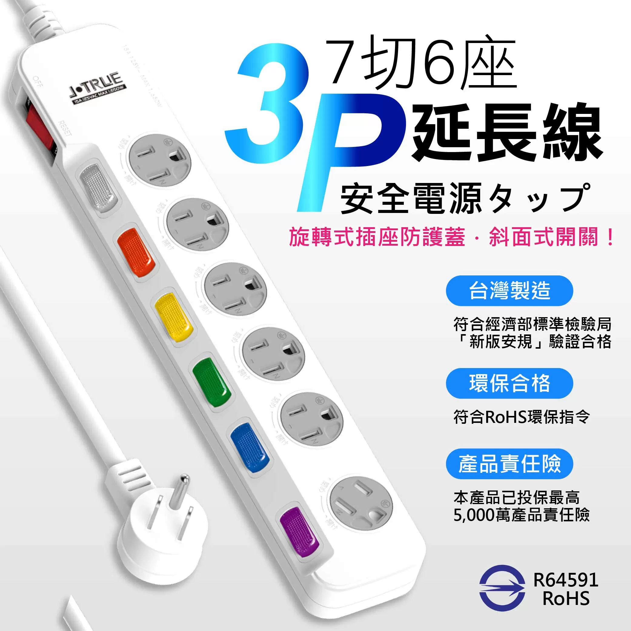 七開六插防塵延長線【6尺】商品介紹-1-1