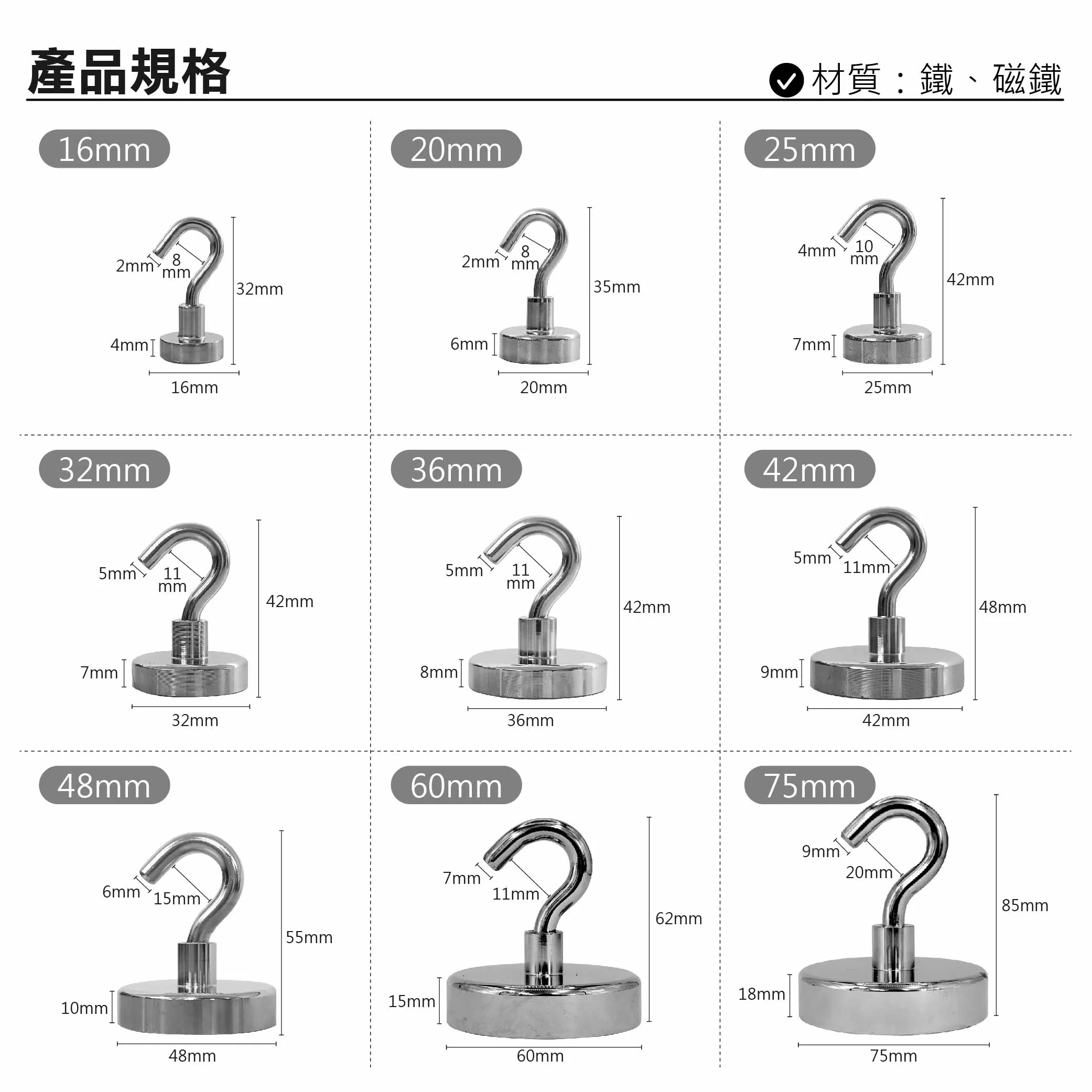 磁鐵掛鉤【5XL-75mm】商品介紹-1-8