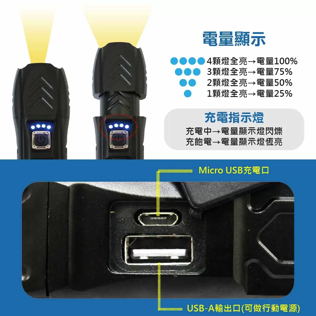 伸縮充電式手電筒【80W】商品介紹-1-2