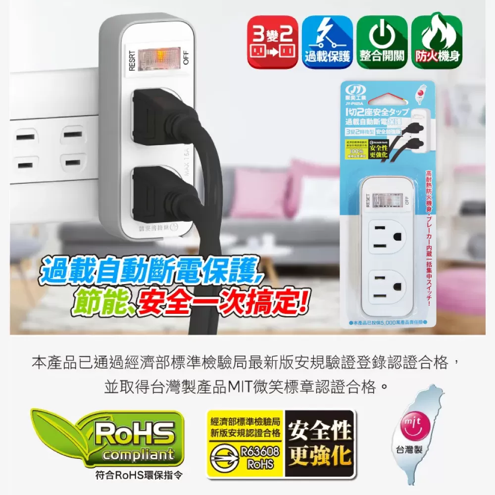 一開二插過載分接器商品介紹-1-1