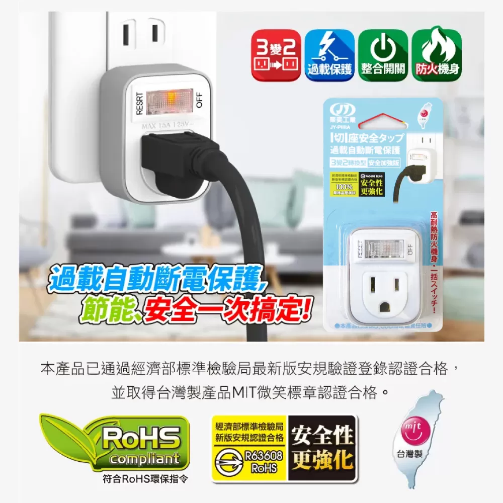 一開一插過載分接器商品介紹-1-1