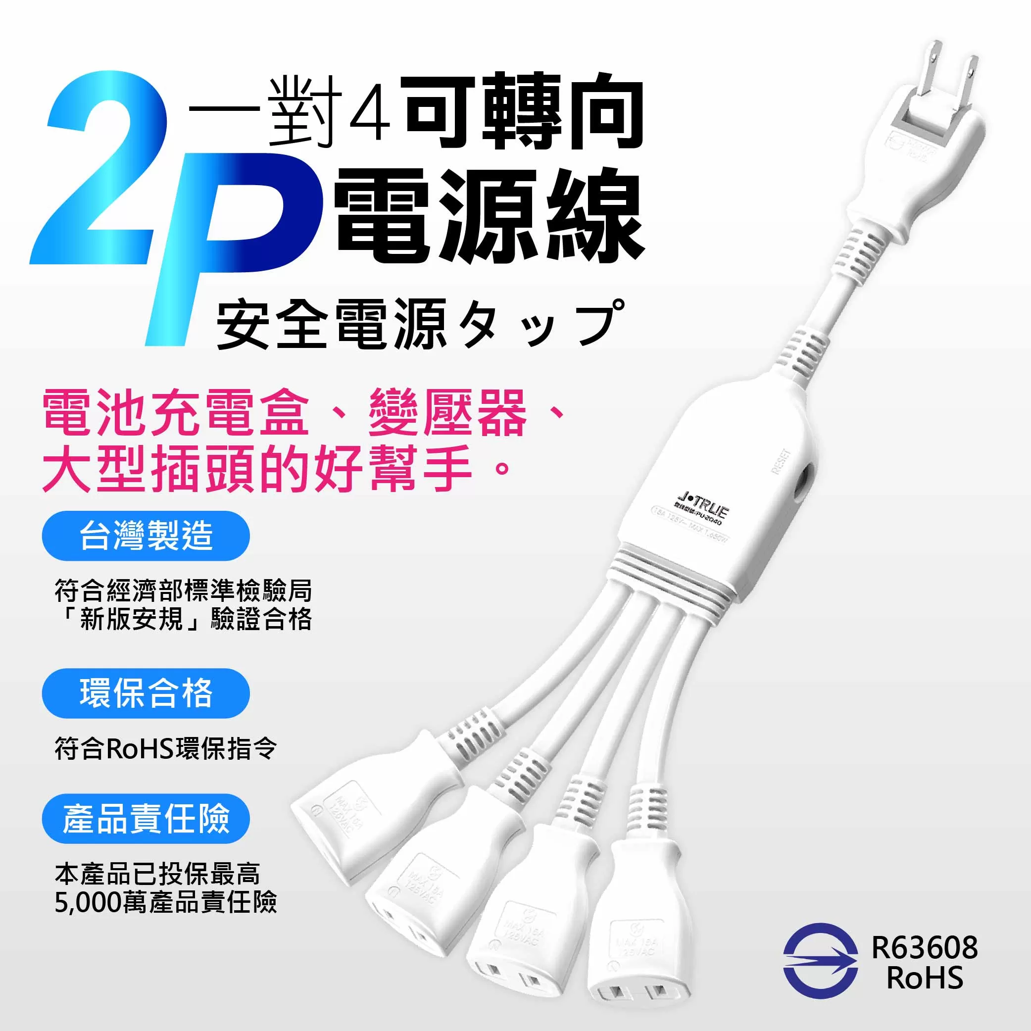 電源線一對四任意轉【1尺】商品介紹-1-1