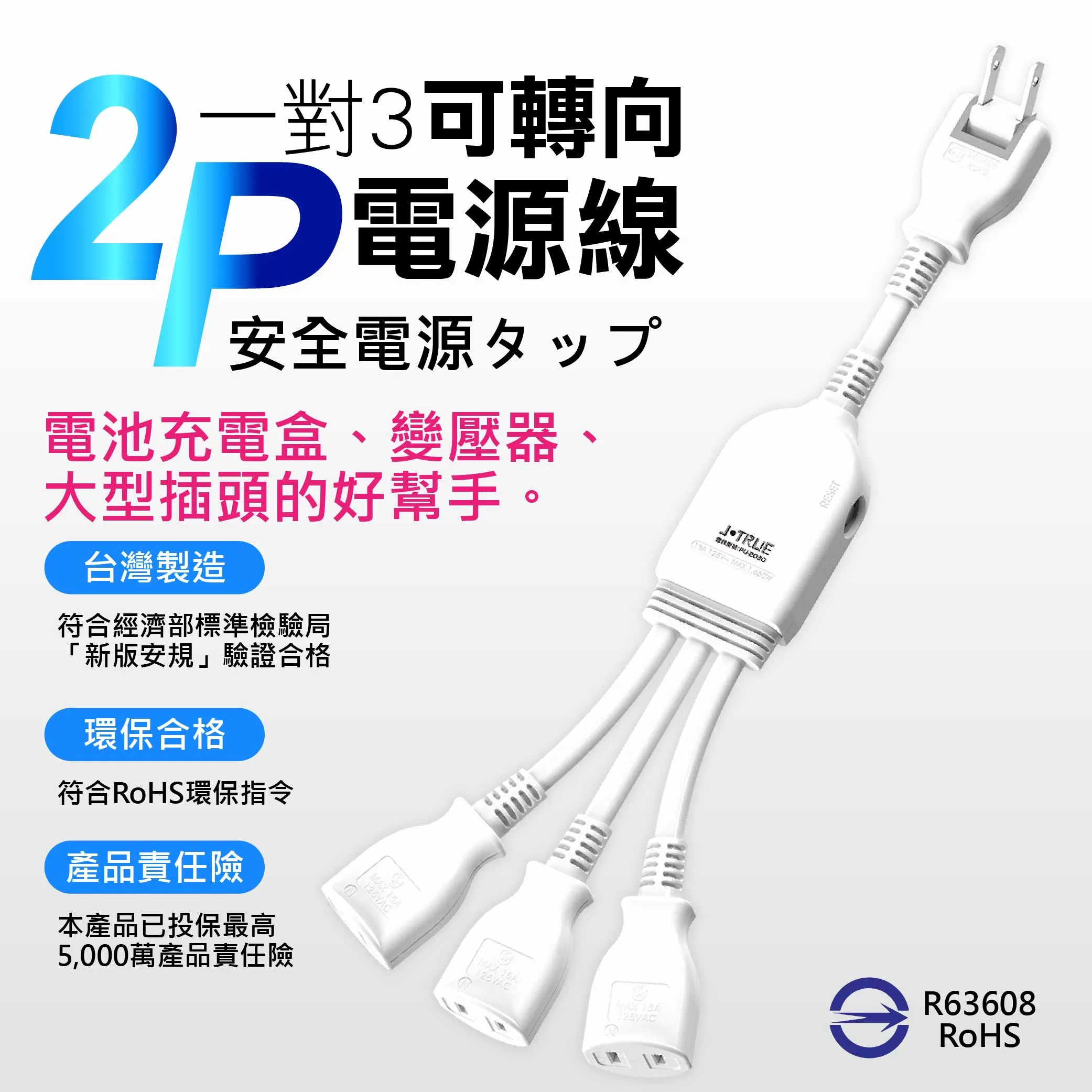電源線一對三任意轉【1尺】商品介紹-1-1