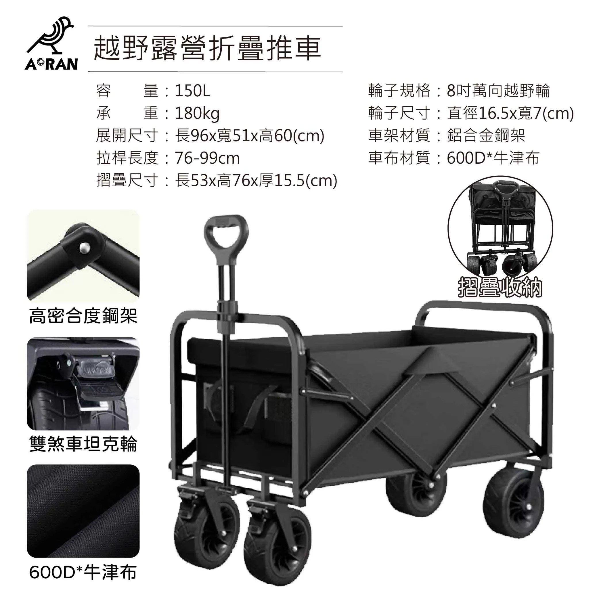 越野露營折疊推車【150L/雙剎車】商品介紹-1-8