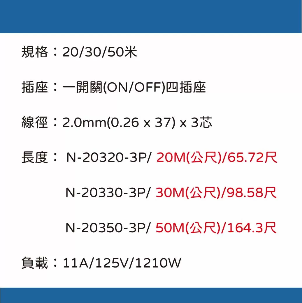 輪座動力線【20米/3芯2.0平方】商品介紹-1-2
