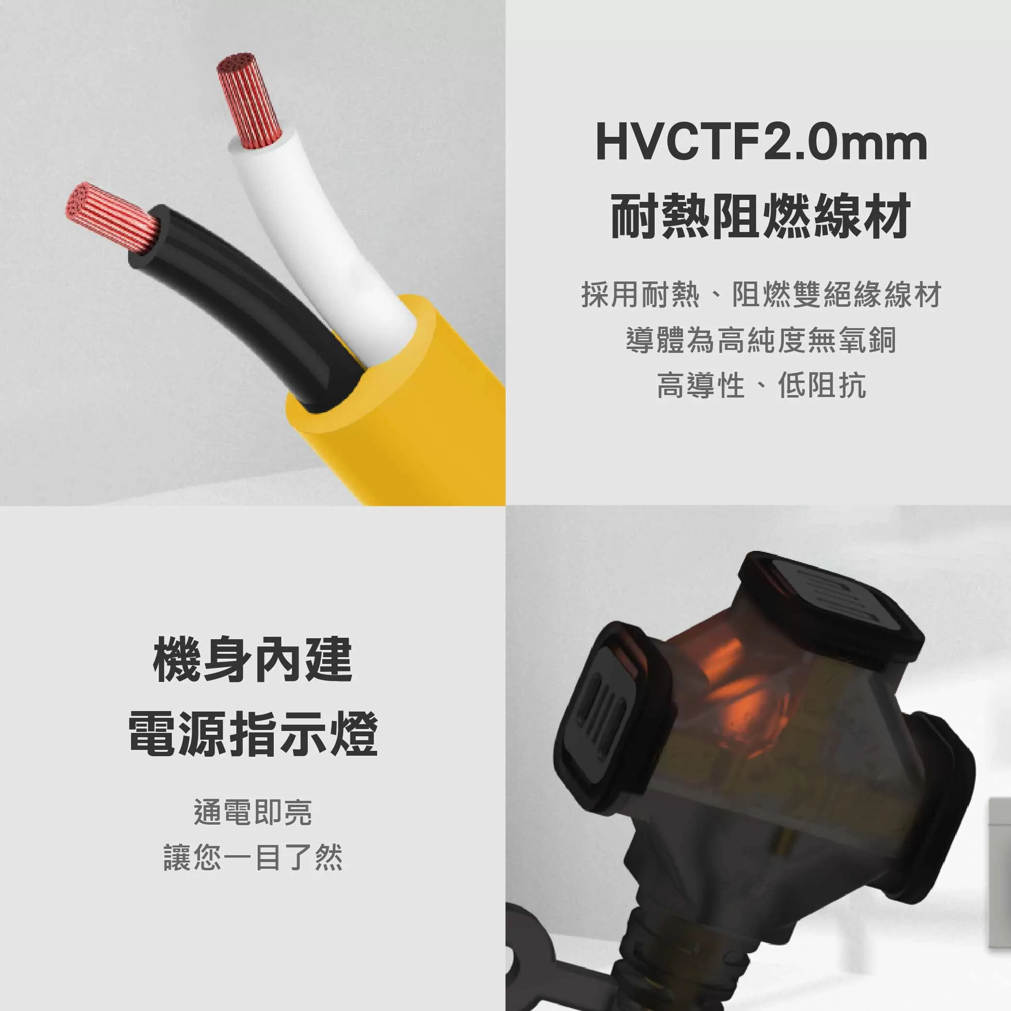 帶燈動力線【2芯2.0沙棕/2尺】商品介紹-1-4