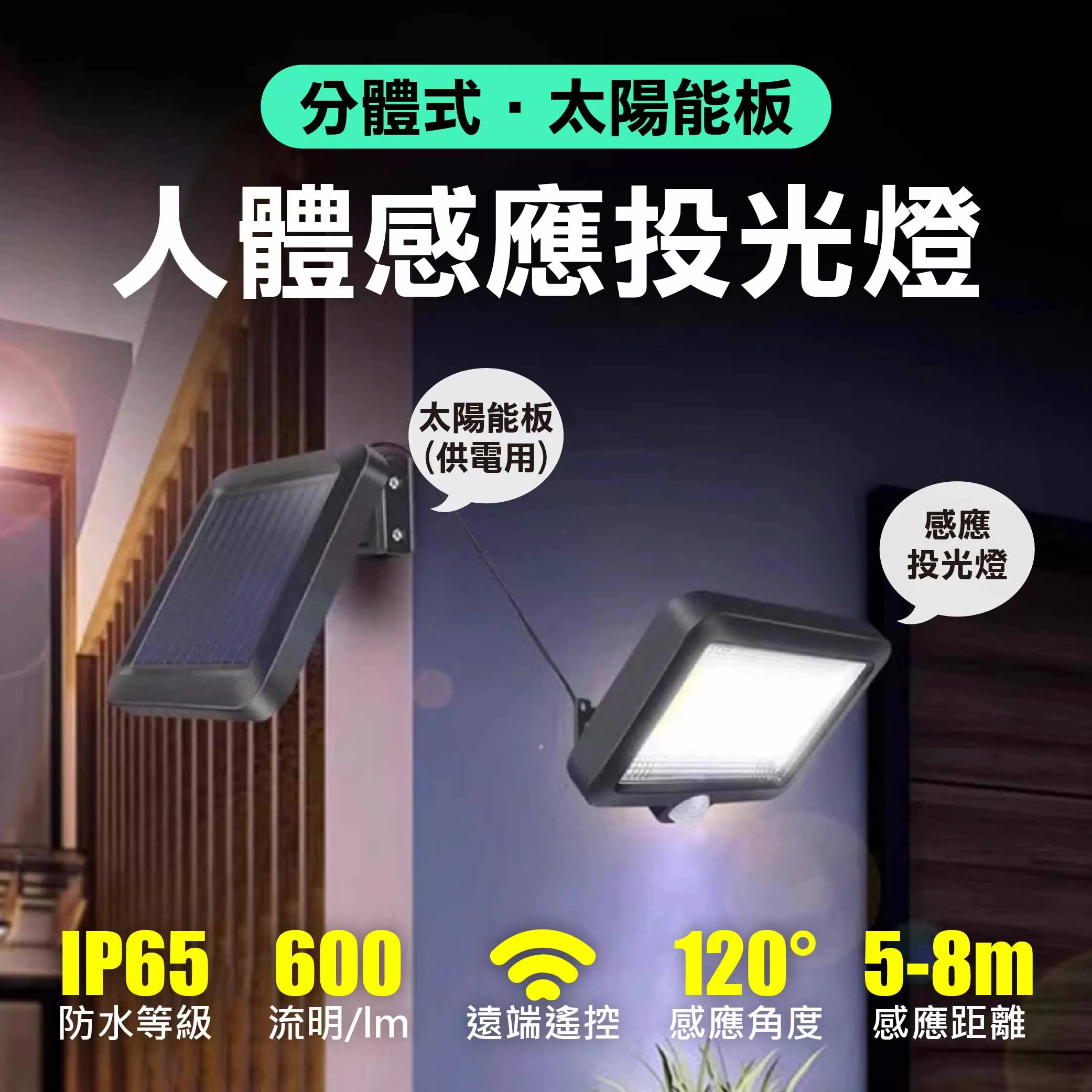 分離式太陽能人體感應燈商品介紹-1-1