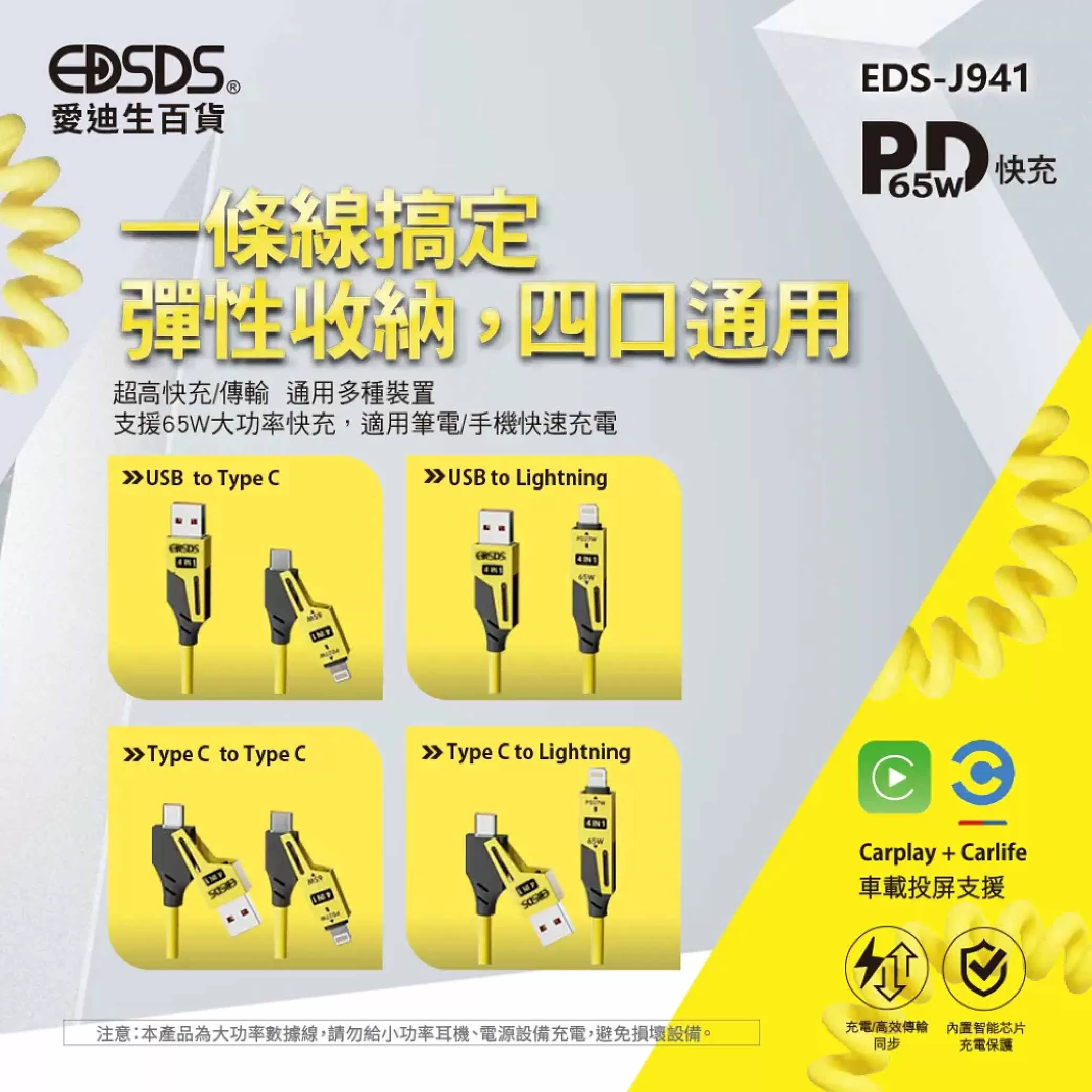 4合1彈簧傳輸充電線【65W 】商品介紹-1-6