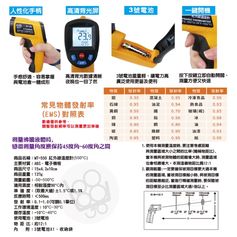 紅外線溫度計【550&deg;C】商品介紹-1-4