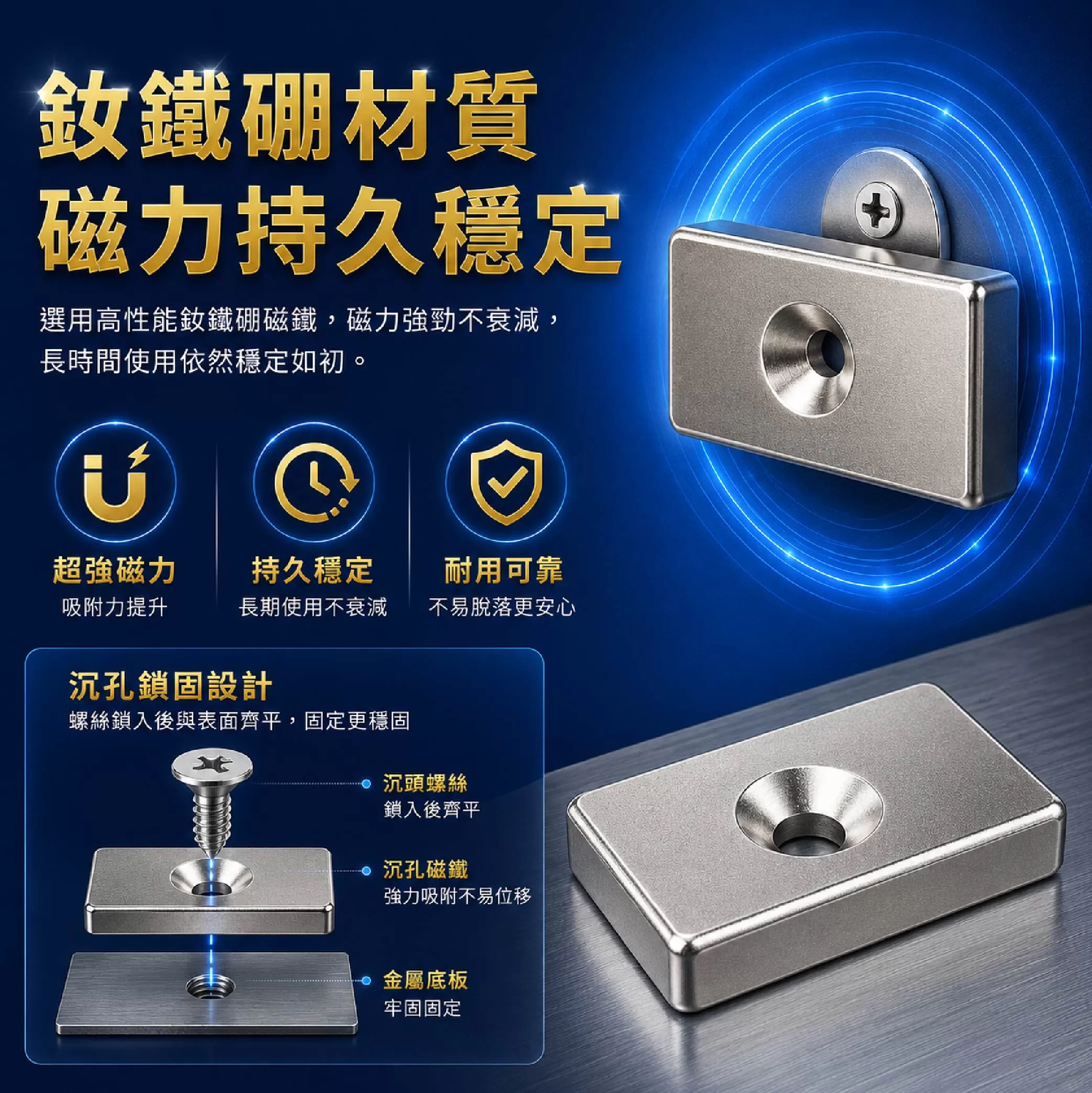 方型沉孔N52強力磁鐵【2入】商品介紹-1-4