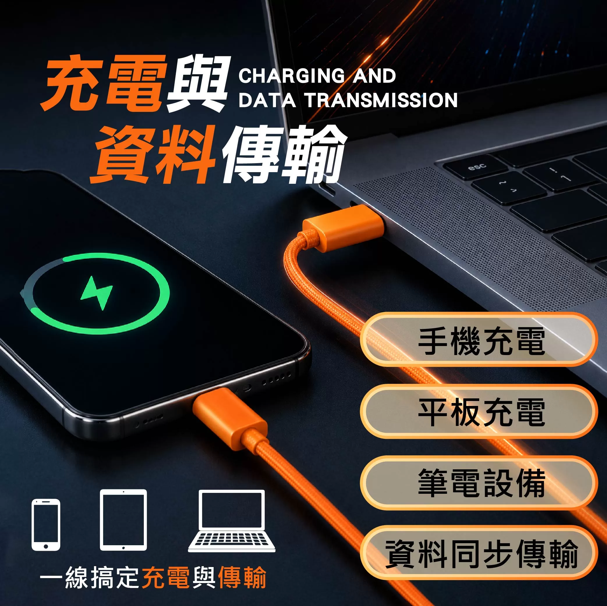 100W傳輸充電線【100cm】商品介紹-1-1