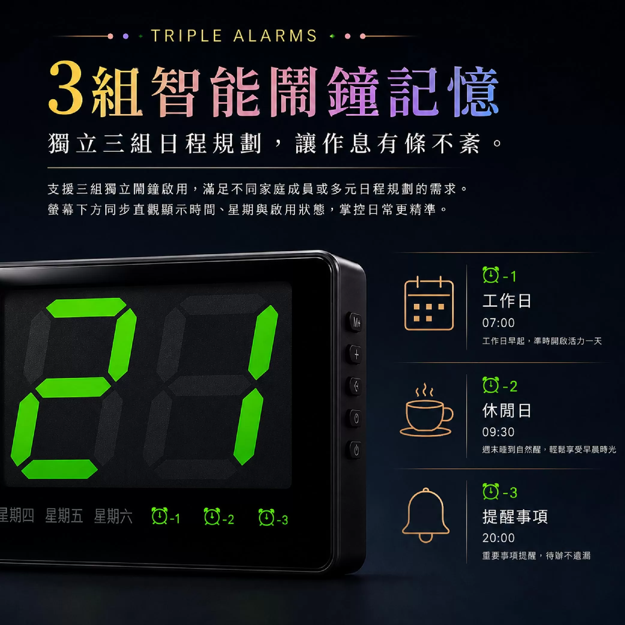LED炫彩變色多功能電子鬧鐘商品介紹-1-4
