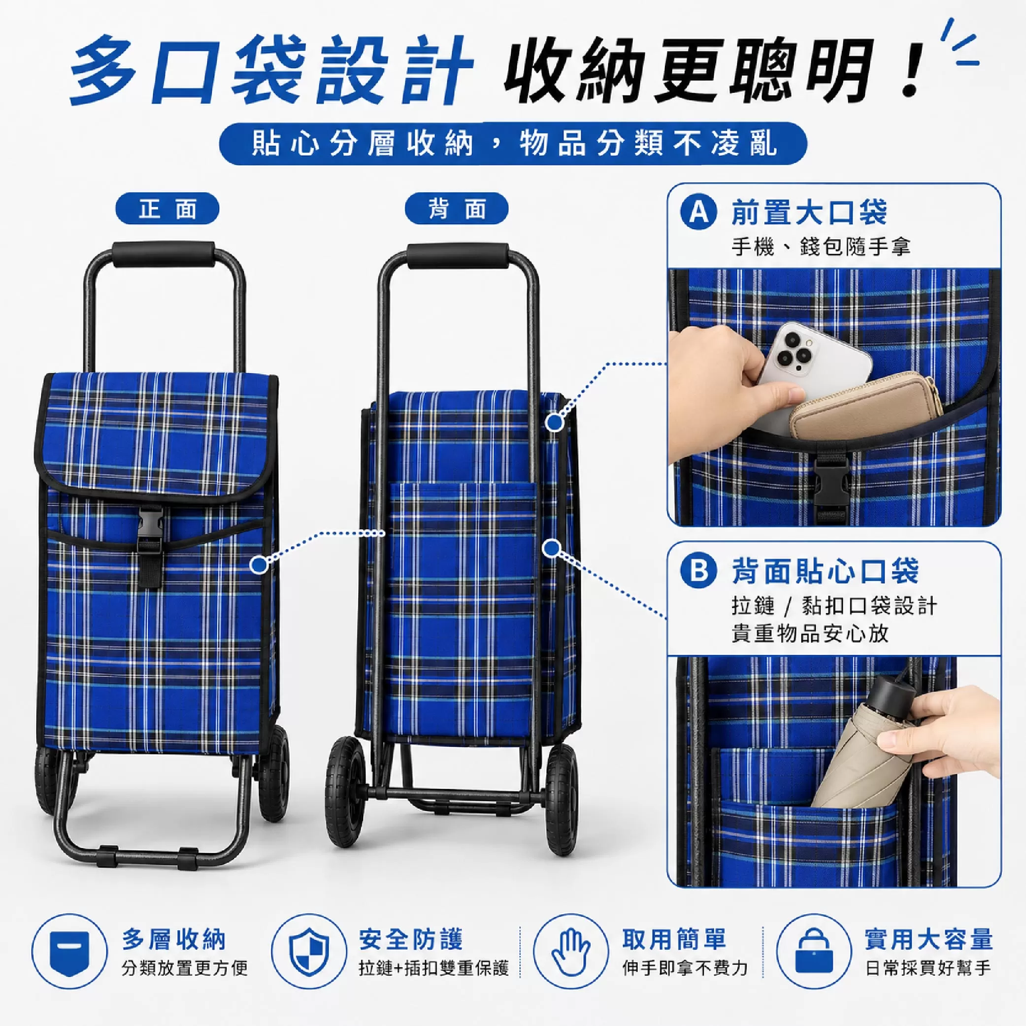 手推菜籃車-輕便款(30*24*82cm)商品介紹-1-6