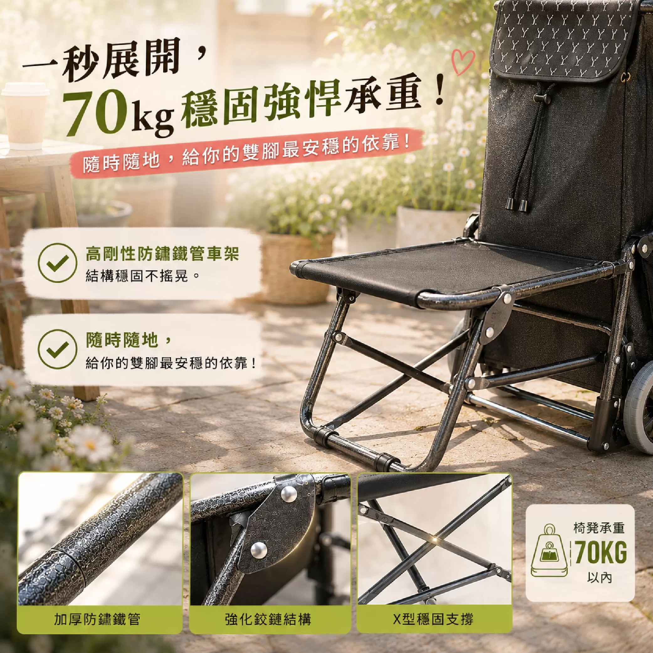 手推菜籃車-椅凳款(33*28*90cm)商品介紹-1-3