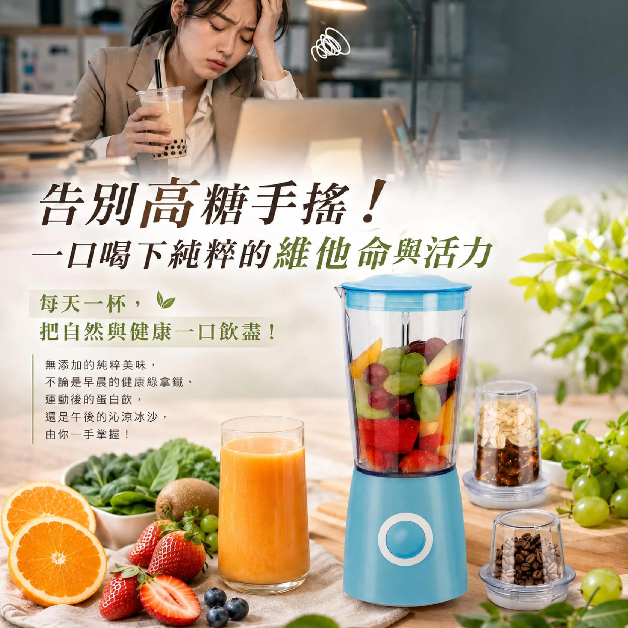多功能鮮榨研磨果汁機600ml商品介紹-1-2