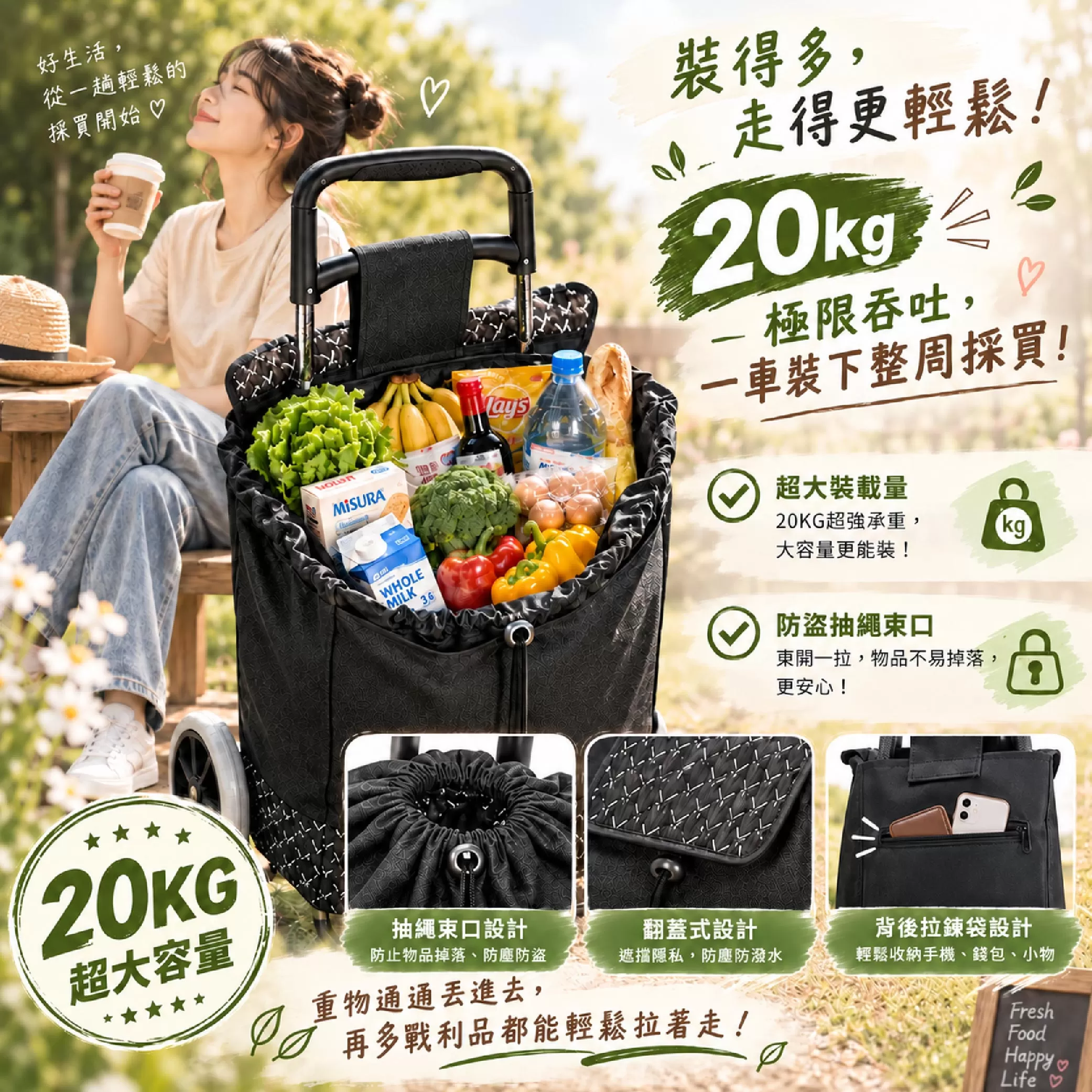 手推菜籃車-椅凳款(33*28*90cm)商品介紹-1-3